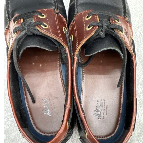 Gh Bass Seafarer Vintage Black Brown Leather Slip On Boat Loafer Men 9.5 - Picture 7 of 9